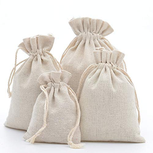 Dahi 25pcs Petits Sacs en Tissu Sachet Coton 10x14cm Sac Toile de Jute Pochette Tissu Cordon Sac en Tissu Bijoux Sacs Cadeaux Sachet de Thé Reutilisable