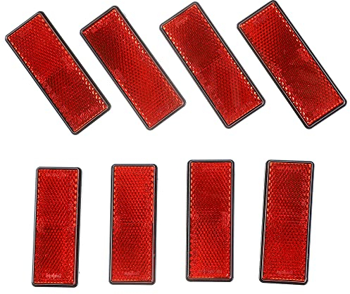 Eacalyc 8 x Catarifrangenti Rettangolari Autoadesiva Rosso per Rimorchio Riflettori Posteriori Incollare per I Montanti del Cancello Caravan Rimorchio Bicicletta Camion o Macchine Agricole