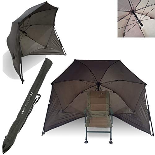 50 WATERPROOF BROLLY UMBRELLA CARP COARSE FISHING DAY SHELTER STORM SIDES POLES