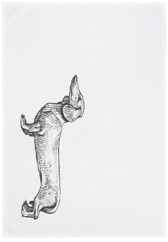 17;30 Geschirrtuch, 100% Baumwolle, Dackel Motiv, umweltfreundlich, weiß-grau, 50x70 cm