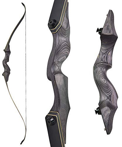 AMEYXGS 60” Bogenschießen Takedown Recurve Bogen und Pfeil Set Holz Riser 25-60lbs Jagdbogen Traditioneller Langbogen Outdoor Jagd Erwachsener Bogen Linkshänder (Bogen, 25lbs)