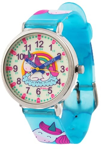 Kiddus Lernuhr Kinder, Analoge Armbanduhr ab 5 Jahren, Jungen Mädchen | Erste Lern-Armbanduhr, T-Rex, 3ATM nur für Spritzwasser, klassische Zeiger und große Zahlen