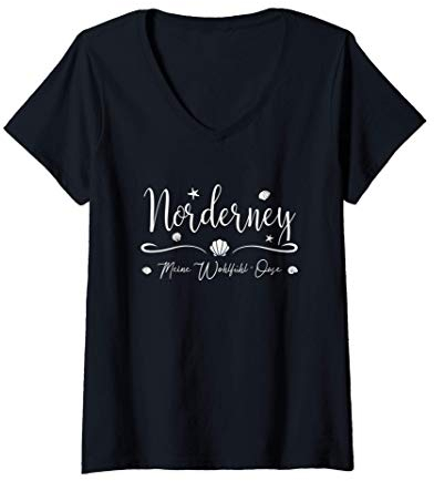 Damen Meine Wohlfühl-Oase - Insel Norderney T-Shirt mit V-Ausschnitt