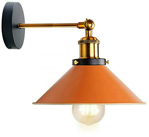 DC VOLTAGE Moderne Retro-Wandlampen, Metallschaukel, verstellbare E27-Wandleuchte, Vintage-Industrie-Leselampe für den Innenbereich für Nachttisch, Wohnzimmer, Küche (Orange)