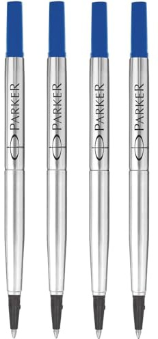 Parker Quink Original Tintenroller-Ersatzminen – 0,7 mm mittlere Spitze – blaue Tinte – 4 Stück