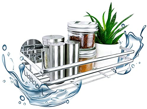 Housekeeps Gewürzregal ohne Bohren - Gewürzhalter selbstklebend für die Wand, Spice Rack, Gewürzregalsystem, Küchen Organizer hängend 25 x 7 x 12 cm