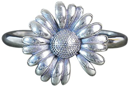 NicoWerk Damen Silberring Gänseblümchen aus 925 Sterling Silber Geschwärzt Vintage Blume Schmal Verstellbar Offen SRI683