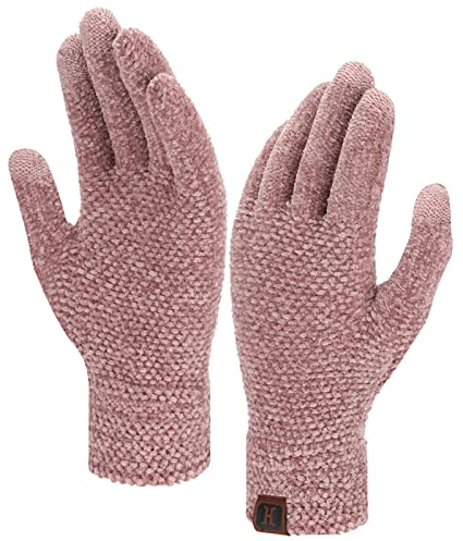 ZASFOU Damen Winter Touchscreen Handschuhe für kaltes Wetter, Chenille Warme SMS Handschuhe für Radfahren Fahren Laufen