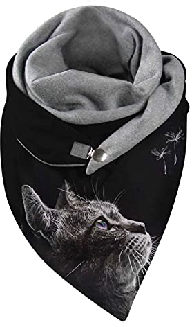 Schal Damen Dreiecksschal Elegant Farbe Katze Tier Drucken Button Dreieckstuch Warmee Herbstschal Winterschal Karo Tartan Halstücher Cape Herbstschal Mit Knöpfen Weich Scarf Dreieckstuch Lätzchen