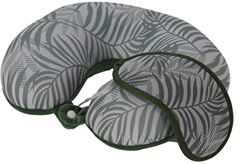 MIJOMA Set Nackenkissen Nacken-Stützkissen Schlafkissen Reisekissen Relaxkissen mit Schlafmaske, weich kompakt leicht, für Camping Urlaub, als Reise-Begleiter für Auto Bahn Flugzeugreisen (grün)