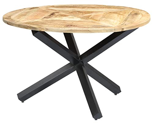 ZEYUAN Esstisch Küchentisch Esszimmertische, Esszimmermöbel, Esszimmer, Couchtisch, Esstischgruppe, Tisch,Gruppe, Tisch, Rund 120×76 cm Mango Massivholz