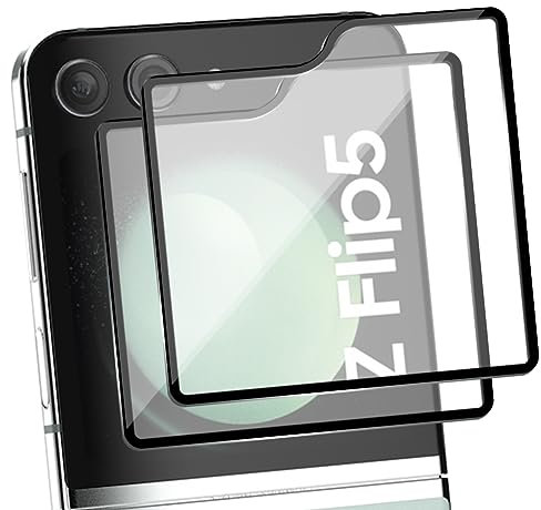 AnnhanT Lot de 2 protections d'écran Dureté 9H / Couverture 3D en verre trempé pour Samsung Galaxy Z Flip 5 - Noir