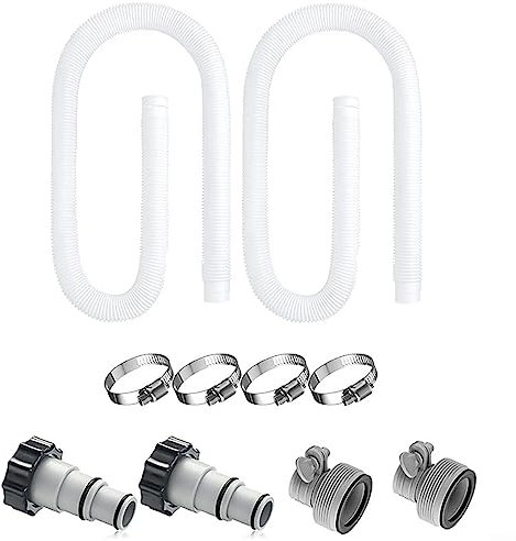 Kit de repuesto de manguera de filtro de piscina, adaptadores de manguera de piscina de 1.5 m, adecuados para kit de tubería de agua de filtración de piscina, , 2 piezas