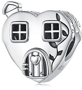 NINGAN 925 Sterling Silber Liebeshäuschen Ich liebe den Charme meines Hauses Geeignet für Damen Armband Halskette, Familie und Freunde Geschenk