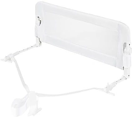 COSTWAY Bettgitter klappbar, Bettschutzgitter mit Verstellbarer Gurte, EIN-klick-Faltung, Rausfallschutz Bett 180° faltbar für Elternbetten, Kinderbetten (Weiß, 105x42cm)