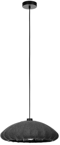 EGLO Hängelampe Barlaston, 1-flammige Pendelleuchte über Esstisch, Esszimmerlampe aus Textil in Grau und Metall in Schwarz, Hängeleuchte mit E27 Fassung, Ø 45 cm