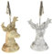MACOSA CO68120_s_x4 4er Set Bilderhalter Tischkartenhalter Hirsch Silber Glitzer Kunststoff 10 cm Kartenhalter Bildhalter Tischdekoration Weihnachten Nikolaus Winter Tischdeko Advent (Silber)