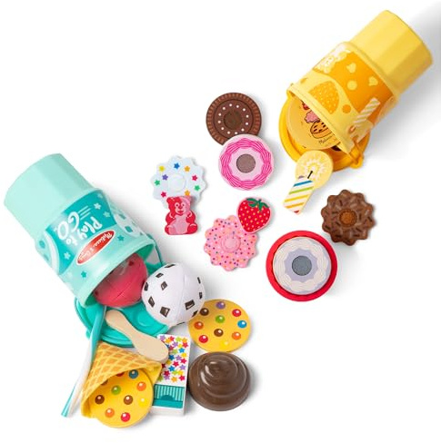 Melissa & Doug 【Play to Go 2-Pack】 Kuchen und Kekse und Eiscreme, Spielnahrung, Reisespielzeug für Jungen und Mädchen ab 3 Jahren