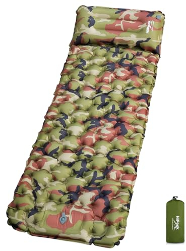 HiiPeak Materassino Campeggio - Materassino Gonfiabile Ultraleggero con Cuscini Incorporati, Pompa a Pedale - Materassino da campeggio Impermeabile Compatto per Esterni (Camo)