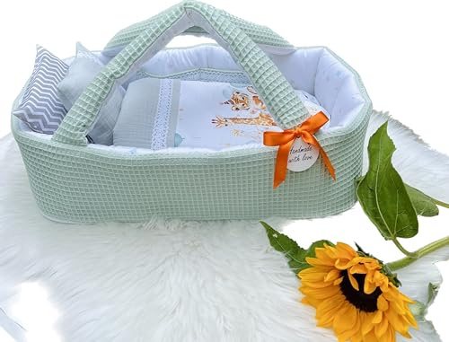 Puppentragetasche für Puppen 40-45 cm, Grün Nr.3, Geschenk, Tieren, Baumwolle, Waschbar (40-45 cm, Grün Nr.3)