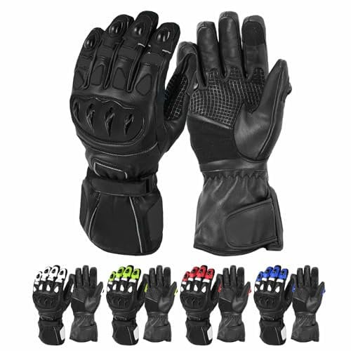Vaster Moto Guantes de Motocicleta para Hombres y Mujeres protección Dura de Nudillos a Prueba de Viento Impermeable Forro térmico Pantalla táctil Guantes de Dedo Completo (XL, Negro)