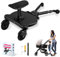 ENERHUB Buggy Board mit Sitz, Kiddy Buggy Board Trittbrett, Universal Stehbrett, Kompatibel mit 99% aller Kinderwagen, für Kinder von 2-6 Jahren Tragkraft 25kg(Schwarz)