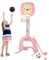 Kinder Basketballkorb Set 4 in 1 Basketballkorb Outdoor Indoor mit Basketball Fußball Ring Werfen Golfspiel Höhenverstellbarer Basketballständer 120-150cm Mini Basketballkorb für Zimmer(‎Rosa)