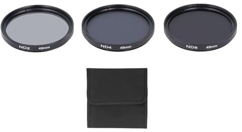 Ensemble de Filtres ND, avec Filtre ND2, Filtre ND4 et Filtre ND8 Revêtement Multicouche HD Filtre D'objectif de Caméra Anti-surexposition pour Accessoire de Prise de Vue (49mm)