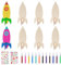 Raketen Holz Bastelset, 26 Stück Kinder Bastelsets zum Bemalen, Holzbastelsets für Kindergeburtstag, Unvollendete Kinderspielzeug zum Malen mit Aquarellstiften und Aufklebern für Jungen und Mädchen