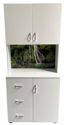 HTI living Badschrank Blanca Wellness Motiv Wasserfall Hochschrank 6 Regalfächer 3 Schubladen
