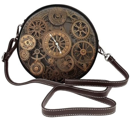 VducK Umhängetasche für Damen, trendig, kreisförmig, Handtasche, Steampunk-Getriebe, Uhr, Schultertasche, Tragetasche