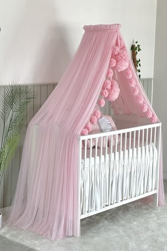 Baby Fancyroom Ciel de Lit pour Bébé, Moustiquaire, Décoration de Chambre, Baldaquin en Tulle de Qualité Supérieure pour Chambre d'Enfant (Rose)