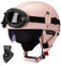Beyswage DOT/ECE Zulassung Leder Halbschalenhelm, Retro Motorrad Halbhelm mit Brille, Schnellverschluss Schnalle, Erwachsene Halbschale Jet-Helm, Cruiser, Scooter Helm Vintage(55~62CM)