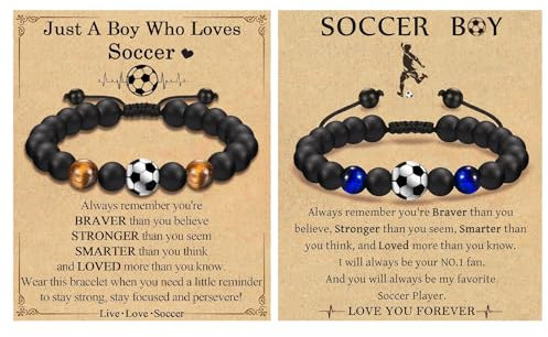 VARKAGE 2 Stück Jungen Fussball Armband, Fußball Geschenke für Jungs, Fussball Armband Kinder Jungen für 5 6 7 8 9 10 11 12 Jahre Jungs