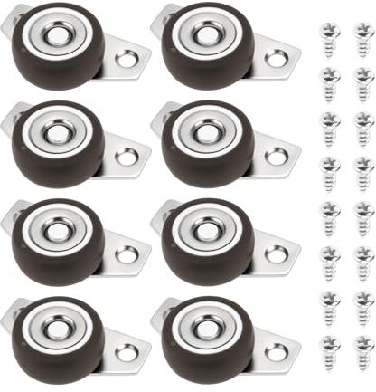 EMSea 8 Stück 1,25 Zoll Kleine Lenkrollen Zur Seitlichen Montage Starre Feste Nicht Schwenkbare Lenkrollen Gummirad mit Stahlplatte Geeignet für Holzmöbel Schubladen Tabletts DIY-Projekte