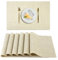 AUAUY Tischsets Abwaschbar 6er Set, Platzset PVC Hitzebeständig rutschfest Abgrifffeste, Gewebte Platzdeckchen, Platzdeckchen für Küche Speisetisch Hotel, Platz-Matten 45x30cm (Beige)