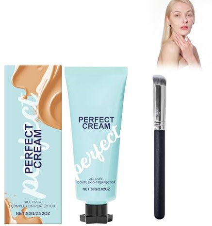 Perfect Cream Langanhaltender Concealer, 80 g Wasserdichte Abdeckcreme mit Deckpinsel, Vollständige Deckkraft, Perfekt gegen Augenringe und Hautunreinheiten – Für einen Makellosen Teint
