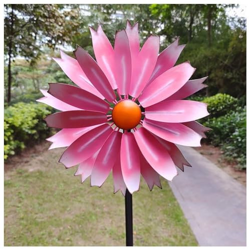 Moulin à vent en métal d'extérieur de 150 cm, grand espace en métal pour décoration de jardin, terrasse, rose