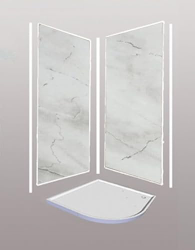 Light Grey Marble Effect Bathroom Wall Panel Kit, 2-Sided with Adhesive,100% Waterproof Shower Panels Easy to Instal Kit