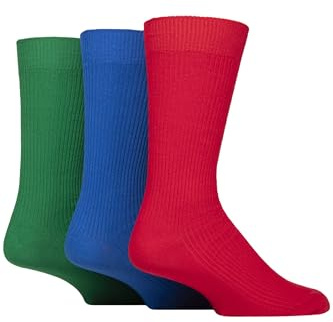 Glenmuir Men’s 3 Pair Laird Cotton Ribbed Trouser Socks – Plain, Soft, Breathable & Durable, Ideal for Work & Formal Wear with Ribbed Top, Comfortable Everyday Wear, Size 7–11