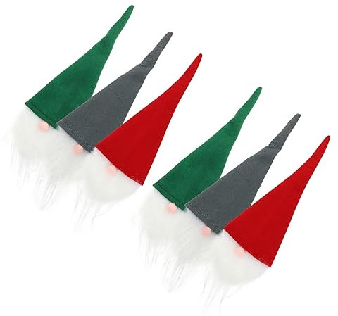 Ipetboom 6 Pièces Housses de Bouteille de Vin GNOME pour Noël de Rouges Verts Porte Couverts de Fête Élégant et Décoration de Table pour Réveillon et Dîners de Noël