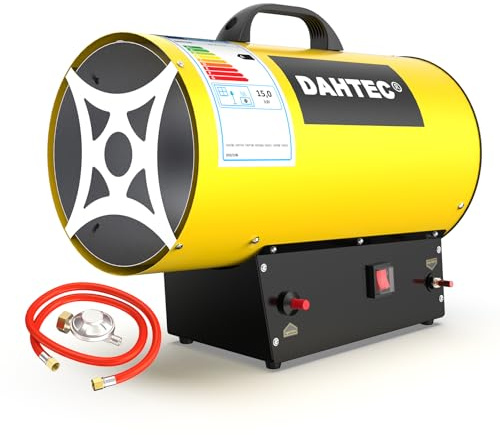 DAHTEC 51,180 Btu/hr Industrial Gas Space Heater Portable Fan Garage Warmer Heater Workshops Hot Air Blower Fuel Consumption 1.09kg/h, Yellow, 15KW
