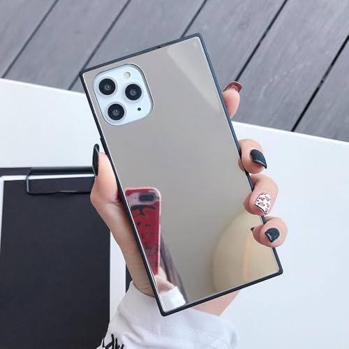ZSUFCBF Luxury Square Mirror Phone Case For iPhone 11 12 Pro Max 13 14 15 16 Pro Max Girl Shockproof Bumper Cover,A,For iPhone 16 Pro
