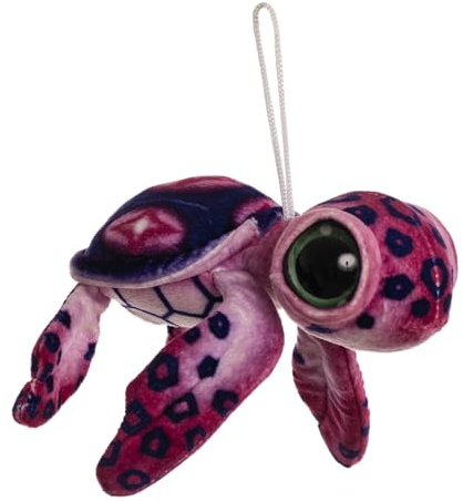 Tortue Marina Peluche - TOMMY - 15 cm, vert et bleu/fuchsia et violet, tissu doux, décoratif avec grands yeux, design italien TOY 10 (Rose)