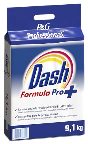 Dash Professional Formula Pro Plus, Detersivo Lavatrice Polvere Professionale 130lavaggi 9.1kg Rimuove Anche le Macchie piu' Difficili ed i Cattivi Odori, Bianco Straordinario Per Bucato Professionale