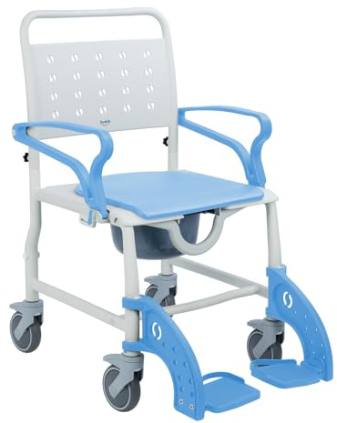 Soaids Shower Wheelchair, Commode Chair with Wheels for Seniors & Adults
