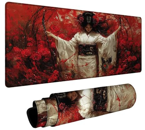 Alfombrilla Ratón Geisha Alfombrilla Ratón XXL 30 x 70 x 0.3 cm Impermeable Mousepad Rosa Bordes sellados Mayor precisión y Velocidad per Teclado Portatil Gaming Oficina Regalo Hombre DBYH-6811