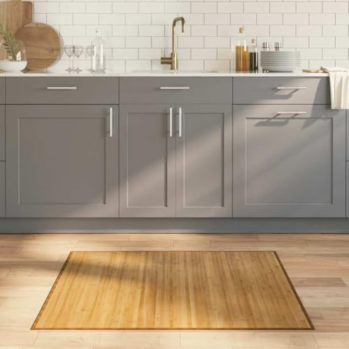 Mokuyary Tapis rectangulaire Naturel 80x100 cm Bambou, Tapis de Sol Antidérapant pour Salon, Chambre à Coucher, Cuisine, Salle à Manger, Couloirs-B1