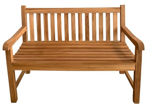 AXI Nowi Gartenbank aus Teak Holz in Braun | Holzbank mit Armlehnen | Teakholz Parkbank für den Garten/Terrasse mit Rückenlehne für 2 Personen | 120 x 63 x 92 cm
