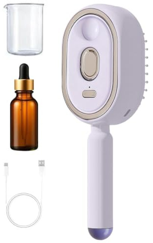 Cepillo de Vapor Eléctrico Cabello | Cepillo alisador pelo vapor | Vaporizador pelos recargable autolimpiante con aceites | Peine masaje cuero cabelludo antiestático herramientas peinado para mujeres